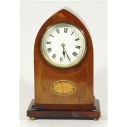 Gothic arch shaped inlaid mahogany cased m…