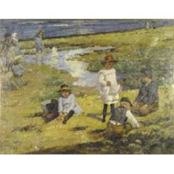 FR Welds- Oil on canvas of young children …