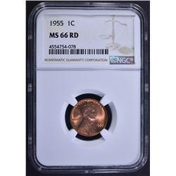 1955 LINCOLN CENT, NGC MS-66 RED