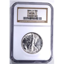 1944-S WALKING LIBERTY HALF, NGC MS-64