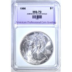 1986 AMERICAN SILVER EAGLE, APCG PERFECT GEM BU