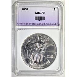 2000 SILVER EAGLE, APCG PERFECT GEM BU