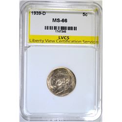 1939-D JEFFERSON NICKEL LVCS SUPERB GEM BU