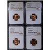 Image 1 : 4 YEAR RUN OF D MINT LINCOLN CENTS NGC MS-66 RD