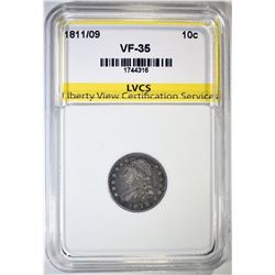 1811/09 BUST DIME, LVCS VF