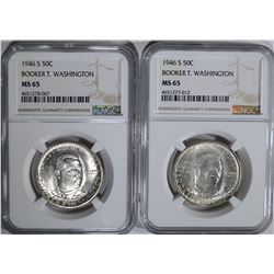 2-1946-S B.T. WASHINGTON HALVES, NGC MS-65