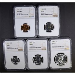 1961 COMPLETE PROOF SET ALL NGC PF67