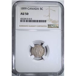 1899 CANADA 5-CENTS, NGC AU-50