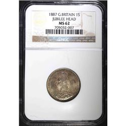 1887 GREAT BRITAIN 1 SHILLING, NGC MS-62