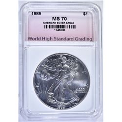 1989 AMERICAN SILVER EAGLE WHSG GRADED