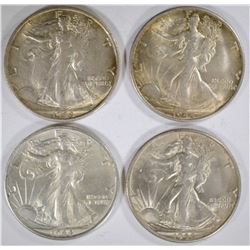 4 - AU/BU 1944-S WALKING LIB HALF DOLLARS