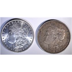1878-S XF & 1884-O CH BU MORGAN DOLLARS