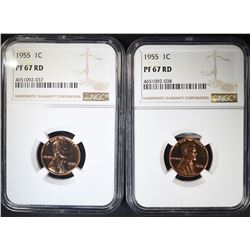 2 - 1955 LINCOLN CENTS NGC PF67 RD