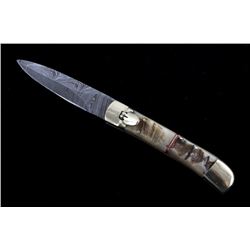 German Damascus Lever Lock Switchblade Knife