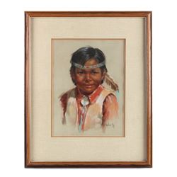 Original Arlene Hooker Fay Indian Boy Painting