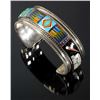 Image 1 : Signed Navajo Multistone Micro Mosaic Silver Cuff