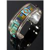 Image 2 : Signed Navajo Multistone Micro Mosaic Silver Cuff