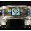 Image 8 : Signed Navajo Multistone Micro Mosaic Silver Cuff