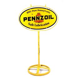 Pennzoil Double Sided Hanging Sign w Original Base