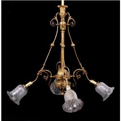 Art Nouveau Ornamental Griffon Head Chandelier