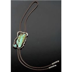 Signed Navajo Royston Turquoise & Sterling Bolo
