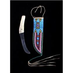 Sioux Beaded Sheath & I. Wilson Buffalo Skinner