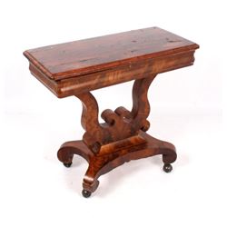Antique Empire Style Burl Veneer Game Table