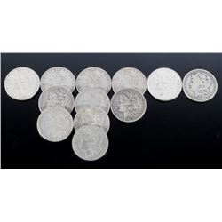 1878-1889 Morgan Silver Dollars x12 Coins