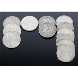 1884-1921 Morgan Silver Dollars x12 Coins