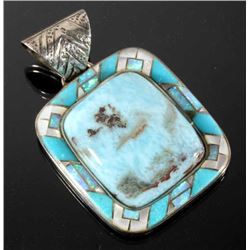 Navajo Chrysocolla, Opal & Turquoise Pendant RARE