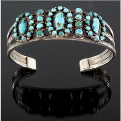 Antique Navajo Sterling Silver & Turquoise Cuff