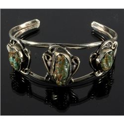 Navajo Sterling & Carico Lake Turquoise Bracelet