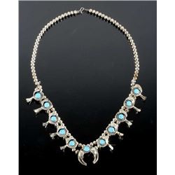 Navajo Silver & Blue Gem Turquoise Squash Blossom
