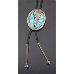 Navajo Sterling Silver Turquoise Bolo Tie