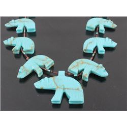 Navajo Turquoise Carved Bear Effigy Necklace