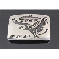 Navajo Sterling Silver Eagle Engraved Belt Buckle