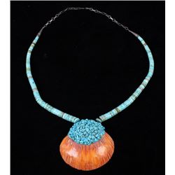 Zuni Turquoise Discoidal Shell Necklace