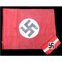 Nazi Flag & Hitler's Youth Swastika Armband
