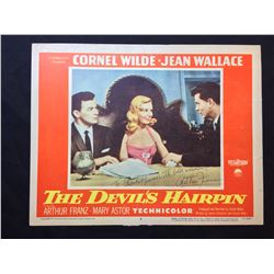 1957 "THE DEVIL'S HAIRPIN" LOBBY SCENE CARD, #4 IN SET, SIGNED BY ARTHUR FRANZ