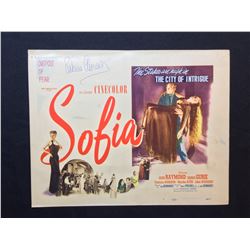 1948 "SOFIA" LOBBY TITLE CARD, #1 IN SET, SIGNED BY PATRICIA MORISON