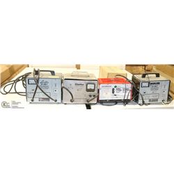 LOT OF 4 BATTERY CHARGERS - UNTESTED AS IS.