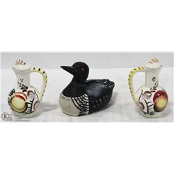 DUCK PIGGY BANK AND VINTAGE MADE IN JAPAN BONE