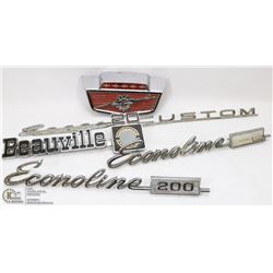 LOT OF ASSORTED VINTAGE CAR & TRUCK EMBLEMS.