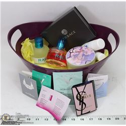 GIFT BASKET OF PERFUME SAMPLES & TESTERS W/ 2