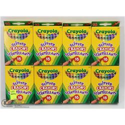 8 BOXES OF CRAYOLA GLITTER CRAYONS
