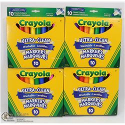 4 BOXES OF CRAYOLA ULTRA CLEAN WASHABLE MARKERS