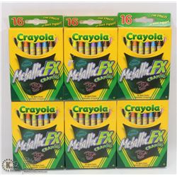 6 BOXES OF CRAYOLA METALLIC FX CRAYONS
