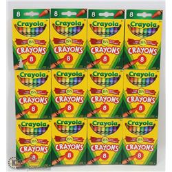 12 BOXES OF CRAYOLA CRAYONS