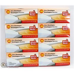 8 BOXES OF WHITE ENVELOPES