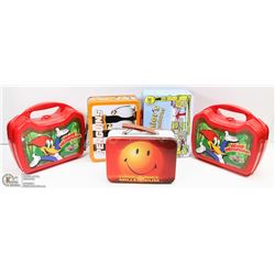 LOT OF 5 LUNCH BOXES - 3 TIN, 2 PLASTIC